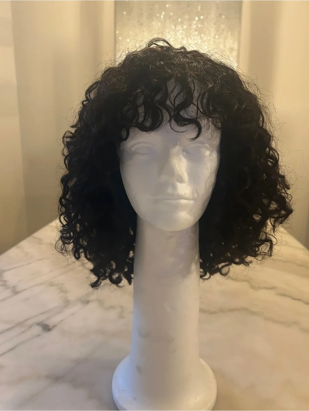 Natural Black 12” Curly Short Wig - 150 density with Fringe-Worn a few times💜